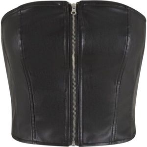 Urban Classics - Synthetic Leather Bandeau Crop top - S - Zwart