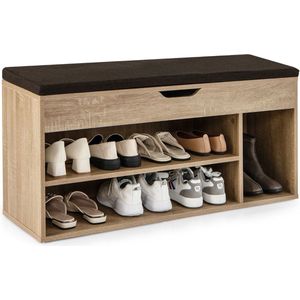 SureDeal® - Schoenenkast - Schoenenrek - Bankje - Garderobe - Hout - Zwart - 104x30x48 cm - Gang - Slaapkamer - Halmeubel