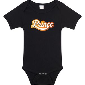 Prince Koningsdag romper zwart voor babys - Koningsdag rompertje / kleding / outfit 56