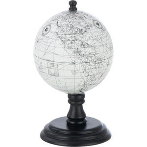 J-Line wereldbol Op Voet - hout - grijs/zwart - extra small
