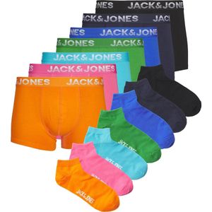 Jack & Jones Heren Boxershorts Trunks & Sokken JACCOLE TRAVELKIT Giftbox 7-Pack Multicolor - Maat L