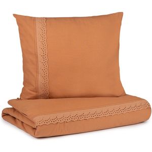 Nobodinoz dekbedovertrek 100x150cm Vera Eyelet - Sienna brown