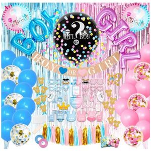 88 Stuks Gender Reveal Baby Shower Ballonnen - Feestpakket en babyshower - Met Roze en Blauwe Confetti