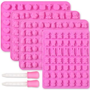 Assortiment van 4 Dierlijke en Fruitige Siliconen Mallen voor Chocolade en Snoep