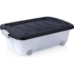 Opbergbox voor Onder Bed op Wielen Laag 24 l - Onderbed Opbergtas - Opbergdoos - Opslag Container - Organizer voor Dekbed Kleding Beddengoed