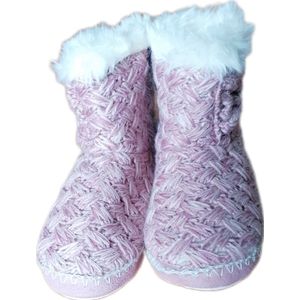 Dames - Sloffen - Dames - Boots - Gebreid - Kleur Roze - Maat 39-40 - Merk Apollo - Kerst - Cadeau - Moederdag