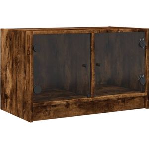 vidaXL-Tv-meubel-met-glazen-deuren-68x37x42-cm-gerookt-eikenkleurig