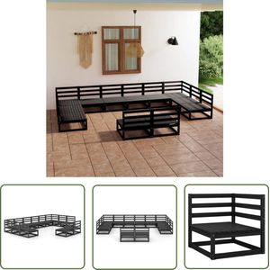 The Living Store 12-delige Loungeset massief grenenhout - Loungeset - Tuinmeubel - Houten Lounge - Buis Meubel - Outdoor Furniture