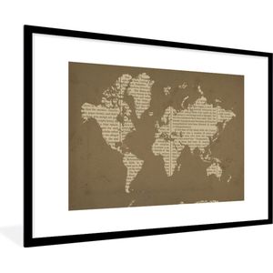 Fotolijst incl. Poster - Wereldkaart - Boek - Bruin - 120x80 cm - Posterlijst