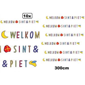 10x Letterslinger papier Welkom Sint & Piet 300cm - letter slinger Sinterklaas Feest thema party schoorsteen