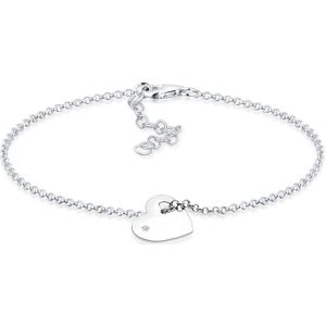 Elli PREMIUM Dames Armband Dames Hart Liefde Diamant (0.015 ct) in 925 Sterling Zilver