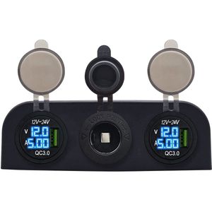 ProRide 12V USB Autolader 1 Poort - Voltmeter en 12V/24V Sigarettenplug - Drievoudig opbouw