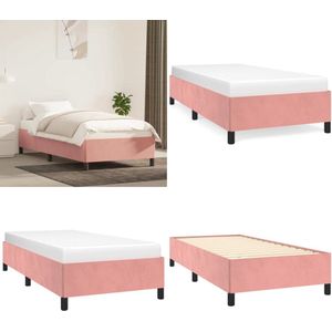 vidaXL Bedframe fluweel roze 100x200 cm - Bedframe - Bedframes - Bed - Ledikant