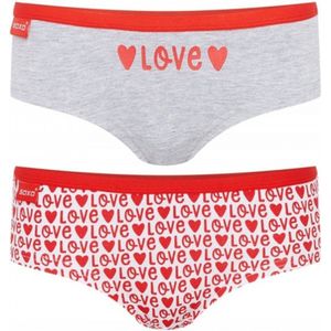 Cadeau - Dames slips - Love - Grijs/Rood - Maat S