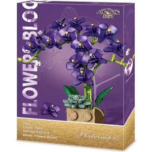 bloemenboeket bouwset paars orchidee flowers bouwblokjes bloemen bouwbloemen