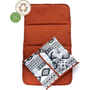 KipKep Napper Combi Verschoningsset - Etnic Spice - verschoonmatje en luier etuitje - roest kleur - gerecyclede materialen