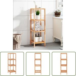 The Living Store Badkamerrek 36x36x112 cm massief walnotenhout - Badkamerkast - Badkamerspiegel - Badkamerplank - Badkamermeubel - Opslagruimte