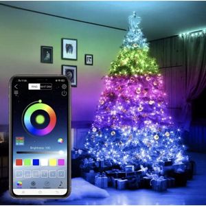 Treelighty Kerstboomverlichting met APP | Kerstboomverlichting App Lichtsnoer RGB APP | Kerstboom smart light | Smart incl app + USB | 100 LED Sfeerverlichting | Kerstboom versiering | 10 Meter