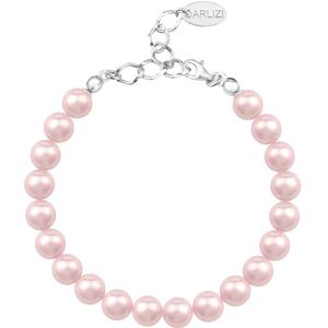 ARLIZI 1530 Parel Armband - Dames - 925 Sterling Zilver - 18 cm - 8 mm - Roze