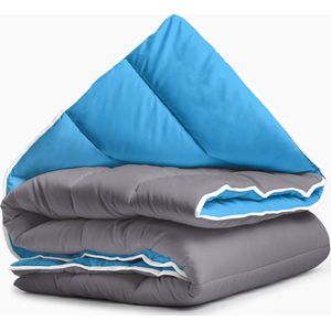 Sleeptime All-in one Omkeerbare Dekbed - Dekbed zonder Overtrek - 200x200 - Antraciet/Blauw