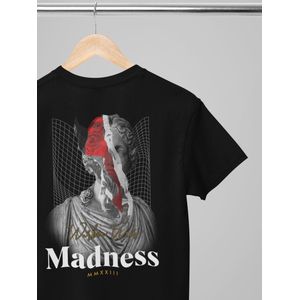 Oversized shirt - Madness - Wurban Wear | T-shirt | Merk kleding | Unisex tshirt | Streetwear | Pump cover | Techno outfit | Merk shirt | Gym shirt | y2k | Techwear | Urban | Grote maten | T-shirt heren | T-shirt dames | Zwart