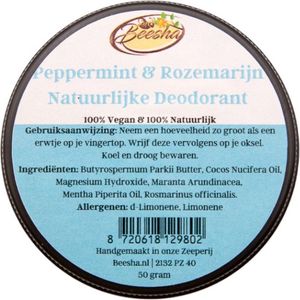 Beesha Natuurlijke Deodorant Peppermint & Rozemarijn