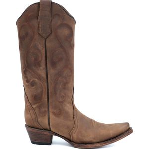 Circle G dames cowboylaarzen in bruin leer met bruine stiksels