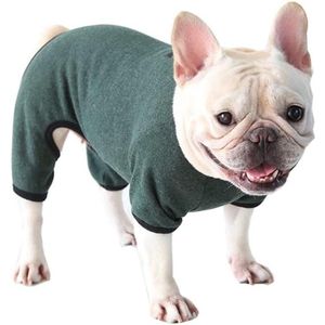 Allecto Plus - Hondenkleding viervoetige jumpsuit Franse bulldog kleding voor puppy kleine tot middelgrote honden - Zwartgroen S - Snelle verzending