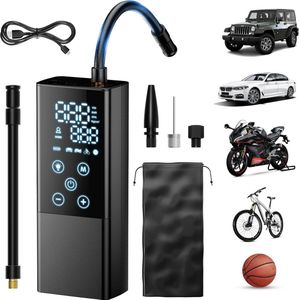 Draagbare Elektrische Luchtcompressor - 5000 mAh Accu - Digitale LCD Display - 0.1-10.3 Bar/0-150 PSI - 5 Inflatiemodi - Oplaadfunctie - Type C - Lichtgewicht ABS Ontwerp