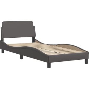 vidaXL - Bed - met - matras - kunstleer - grijs - 90x190 - cm