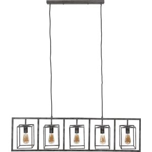 Hanglamp Cubic Tower | 130x15x150 cm | 5 lichts | oud zilver | industrieel design | eetkamer / woonkamer | metalen kubus armatuur