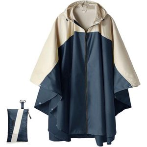 BOTC Poncho - Fietsponcho Fiets - Met Capuchon - Unisex - Dames & Heren - Waterdicht - Blauw/Room