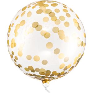 Partydeco - Folieballon ORBZ Clear met Gouden Stippen