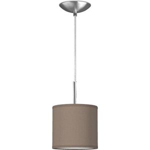 Home Sweet Home hanglamp Bling - verlichtingspendel Tube Deluxe inclusief lampenkap - lampenkap 16/16/15cm - pendel lengte 100 cm - geschikt voor E27 LED lamp - taupe