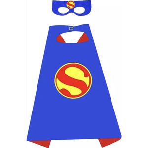 Superheld Verkleedpak - Cape & Masker - Blauw - Super - Verkleedkleding Jongen Meisje - Man - Kostuum - Halloween Carnaval - Kinderfeestje - Speelgoed - Cosplay - Rollenspel - Verkleedpartij - Verkleedkleding Kinderen - Themafeest Kostuum