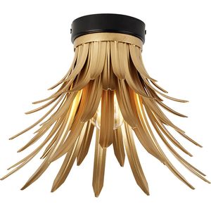 QAZQA wesley - Art Deco Plafondlamp - 1 lichts - Ø 32 cm - Zwart Goud - Woonkamer | Slaapkamer | Keuken