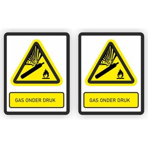 Pas op Gas onder druk sticker set 2 stuks.