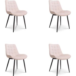 Combi Meubels Eetkamerstoel Amber velvet champagne - eetkamerstoelen set van 4 - kuipstoel -