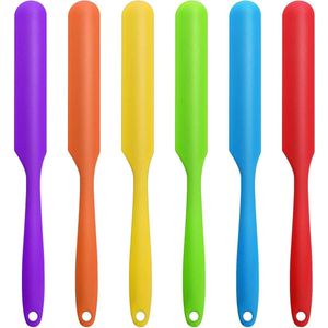 6 Pcs Small Narrow Silicone Spatulas Dough Scraper Jug Non-Stick Rubber Long Handle Heat Resistant for Baking Mixing Stirring