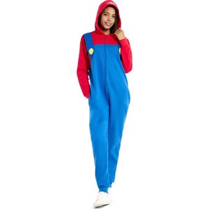 OppoSuits Mario Onesie - Nintendo Jumpsuit - Kleding voor Mario Outfit - Thema Huispak - Halloween - Blauw - Maat: XL