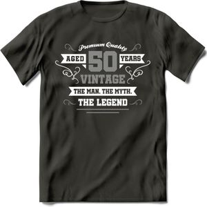 50 Jaar Legend T-Shirt | Zilver - Wit | Grappig Abraham En Sarah Verjaardag en Feest Cadeau | Dames - Heren - Unisex | Kleding Kado | - Donker Grijs - XXL