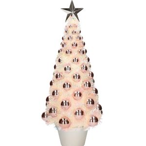 Complete kunstkerstboom met lichtjes en ballen zalmroze - Kerstversiering - Kerstbomen - Kerstaccessoires - Kerstverlichting