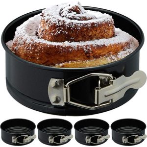 Springvorm klein set van 5 Ø 12 cm rond anti-aanbaklaag 250° C hittebestendig mini taartvorm zwart Springvorm