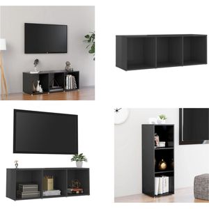 vidaXL Tv-meubel 107x35x37 cm spaanplaat hoogglans grijs - Tv-kast - Tv-kasten - Tv-standaard - Tv-standaarden