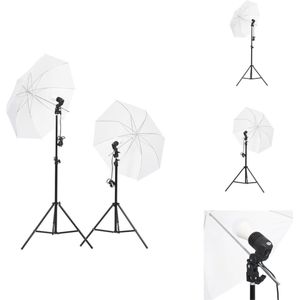 vidaXL Studio Verlichtingsset - 2x Daglichtlampen - 2x Statieven - 2x Witte Paraplus - 84 cm - Energiezuinig - Fotostudio Set