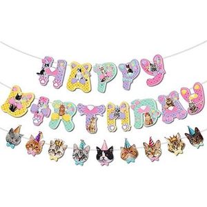 Dubbele kattenslinger Happy Birthday Cats XL - kat - poes - slinger - huisdier - decoratie - banner - happy birthday - verjaardag