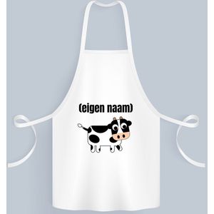 Akyol - kleine koe met eigen naam Keukenschort - Koe - boeren/koeien liefhebbers - iemand die houdt van koeien - verjaardag - cadeau - kado - 82 bij 71 cm