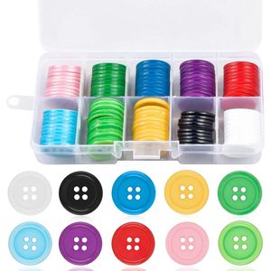 100 Stuks Ronde Kunsthars Knopen - Grote Knopen met Opbergdoos - Voor Babykleding en Kinderen - Naaien, Breien, Handwerk Decoratie - 20 mm Knopen