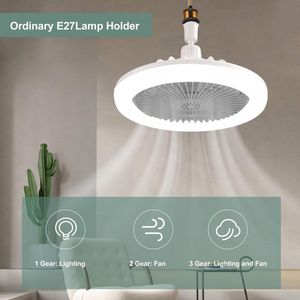 Kleine Plafondventilator met Afstandsbediening en E27 Lamphouder - Ventilatoren met Instelbare Snelheid en Licht 85-265V