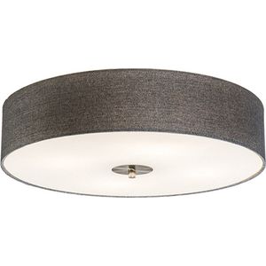 QAZQA drum jute - Moderne Plafondlamp met kap - 4 lichts - Ø 500 mm - Grijs - Woonkamer | Slaapkamer